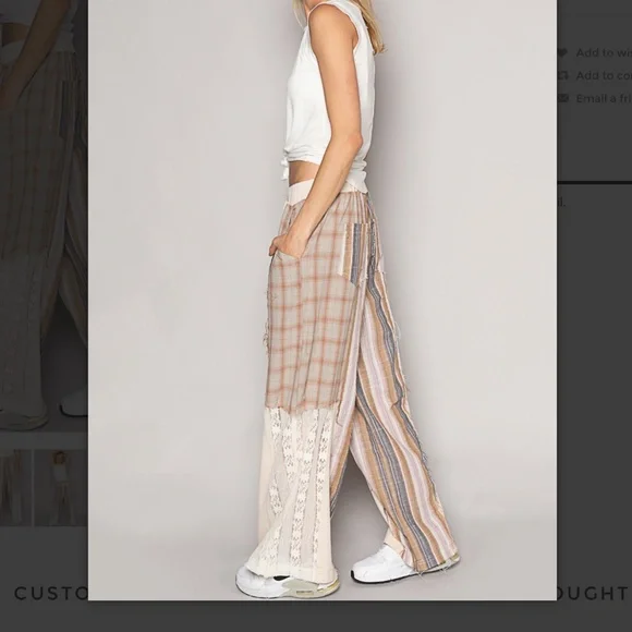 POL 💚 454 POL Plaid with Lace Detail Knit Pants SR21A - Picture 6 of 8